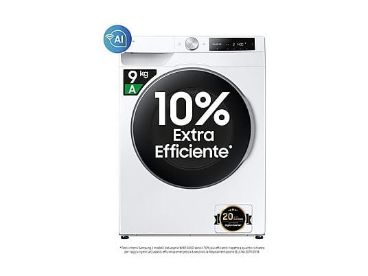 SAMSUNG WW90DG6U25LEU3 Lavatrice 9 Kg 1400 Giri Classe A Wi-Fi e Vapore Igienizzante