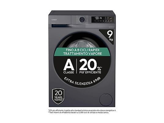 Candy GD 49B8G-S 9 Kg Classe A 1400 Giri Antracite con Vapore e Display Touch
