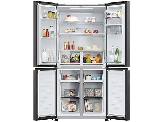 Haier Frigorifero Americano 4 Porte HCR3818EWPT - Cube 83, 463 L, No Frost, Inox, Classe E