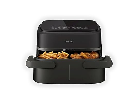 Philips Friggitrice ad Aria Serie 1000 NA150/00 - Doppio Cestello 7.1 L, RapidAir, 2450W, Nero