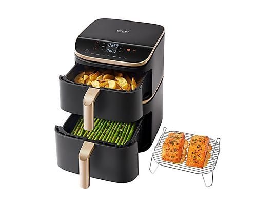 COSORI Friggitrice ad Aria Turbo Tower Pro Smart CSDC123SD - Cestello 10.8 L, Wi-Fi, 2630W, Nero/Oro