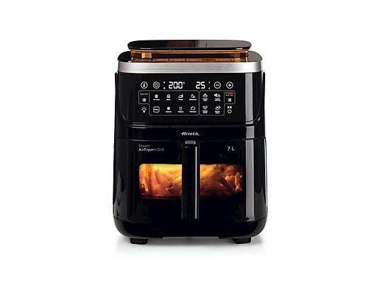 Ariete Friggitrice ad Aria Air Fryer Steam Grill 4636 - Cestello con Finestra 7 L, Vapore, 1700W, Nero