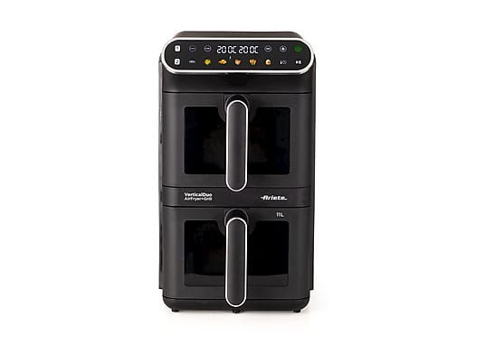 Ariete Friggitrice ad Aria Doppia Verticale 4630 - 2 Cestelli con Finestra 11 L, SYNC, 2460W, Nero