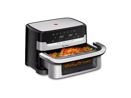 MOULINEX Dual Easy Fry Flex EZ922D Friggitrice ad Aria 9L 2700W Modalità Sync Acciaio Inox