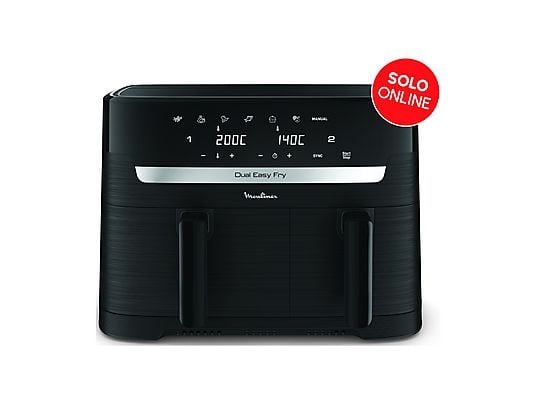 MOULINEX Dual Easy Fry EZ901N Friggitrice ad Aria 8.3L 2700W Doppia Zona Nero