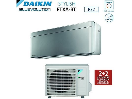 DAIKIN Stylish Silver FTXA20BS Kit Condizionatore Monosplit 7000 BTU Wi-Fi Grigio Classe A+++
