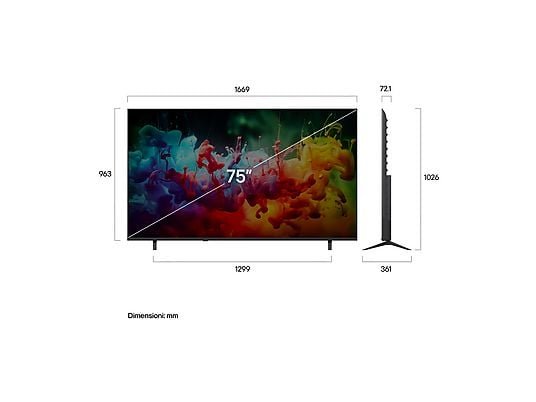 LG 75QNED70B6A QNED MiniLED TV 75" Smart TV 4K UHD Processore a7 AI Gen9 COD 75QNED70B6A