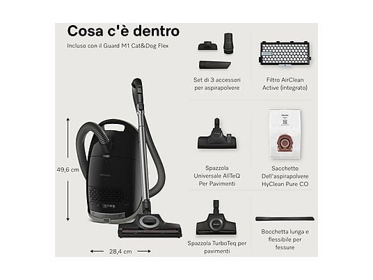 MIELE Guard M1 Cat&Dog Flex Aspirapolvere a Traino Con Sacco 890W Turbo Spazzola
