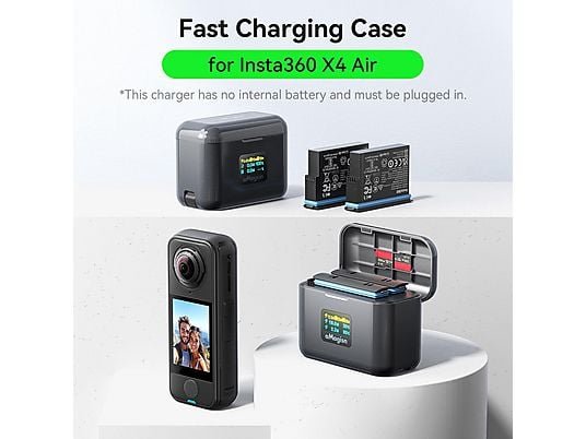 Wigento Custodia di Ricarica Rapida Air Battery 36W per Insta360 X4
