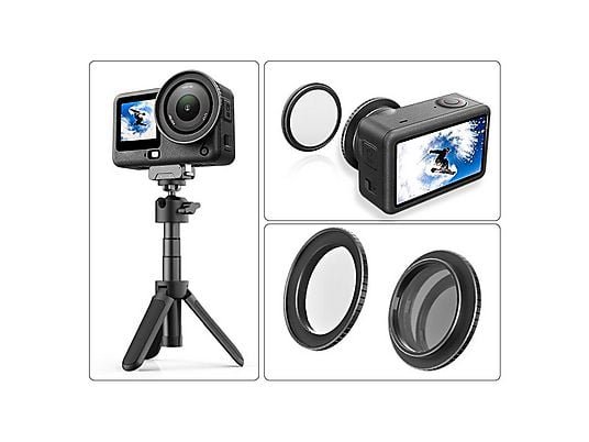Wigento Gabbia di Supporto con Maniglia e Staffa per DJI Osmo Action 6 Nero