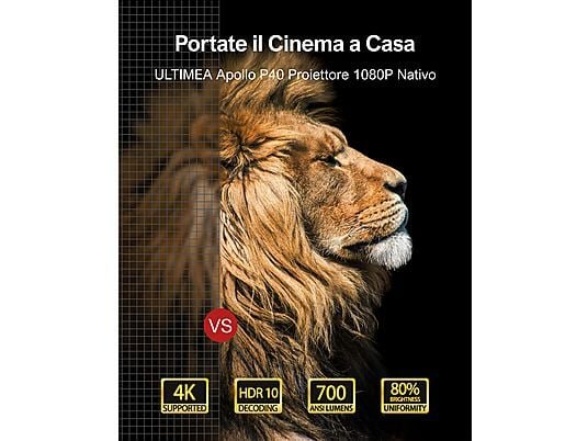 Ultimea Apollo P40 Videoproiettore Portatile Full HD 1080P Supporto 4K LED Grigio
