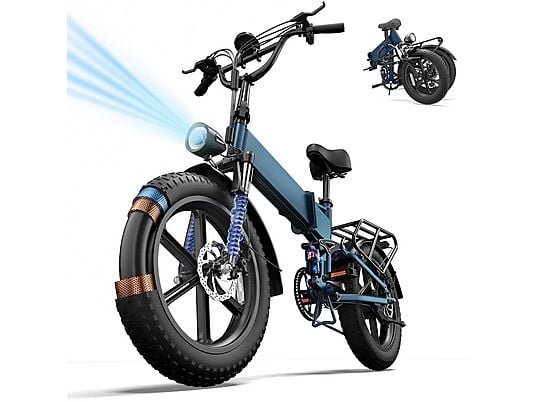 UrLife T5 Urbanbike Bicicletta Elettrica 1500W 48V 13Ah Ruote 20'' Blu Nero