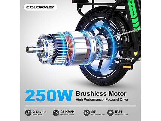 Colorway BK5S Bicicletta Elettrica Pieghevole 250W 36V 12Ah Ruote 16'' Carbonio