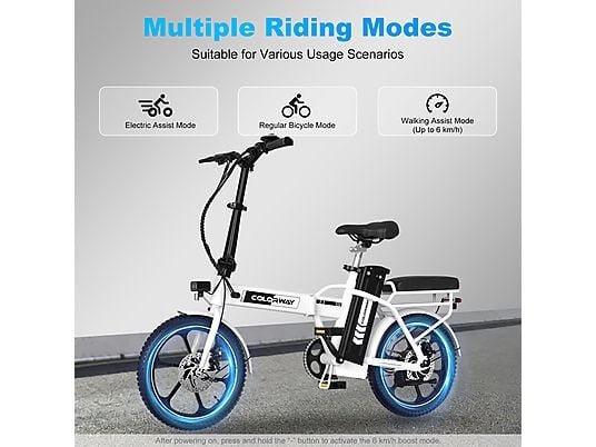 Colorway BK5S Bicicletta Elettrica Pieghevole 250W 36V 12Ah Ruote 16'' Carbonio Variante