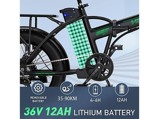 Hitway BK11 Bicicletta Elettrica Pieghevole 250W 36V Ruote 20 Alluminio Verde