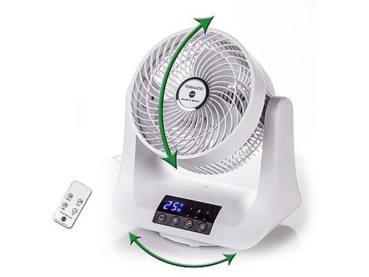 Macom Tornado Ventilatore da Tavolo 3D con Telecomando Doppia Oscillazione 45W Bianco