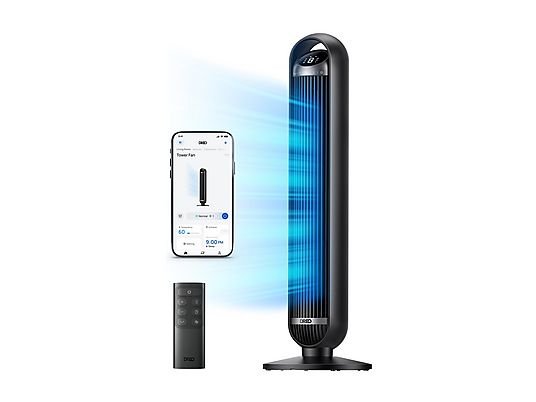 Dreo Cruiser Pro T413S Ventilatore a Torre Smart DC Inverter Silenzioso Alexa Google 30W Nero