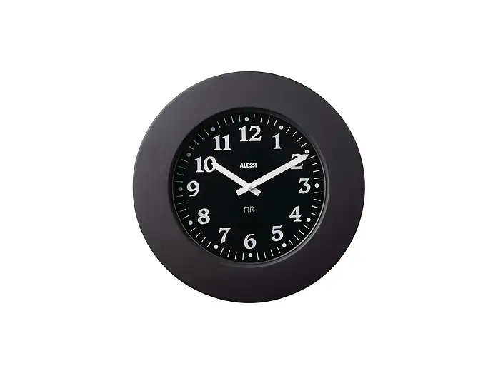 Alessi Momento Orologio da Parete di Design 40x40 cm in Metallo Nero con Display LCD